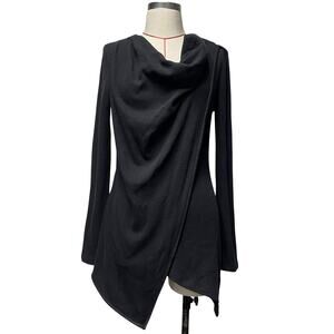 Andrew Marc Sport Womens Size M Black Asymmetrical Hem Long Sleeve Thermal Top